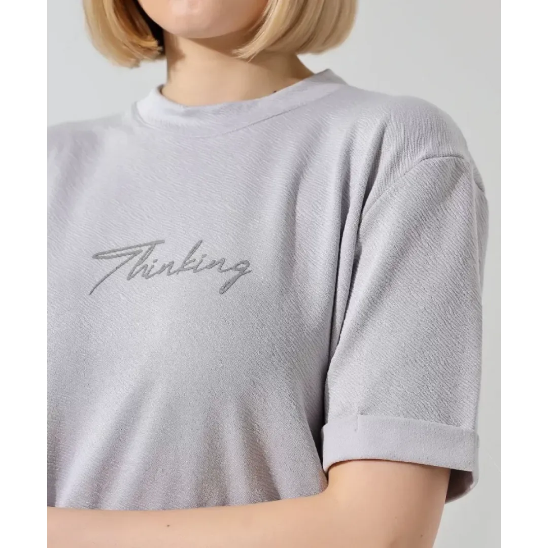 Unisex Bisiklet Yaka Baskılı Slim Fit T-Shirt - Boyalı Gri - 101474 Unisex Bisiklet Yaka Baskılı Slim Fit T-Shirt - Boyalı Gri - 101474