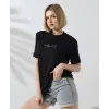 Unisex Bisiklet Yaka Baskılı Slim Fit T-Shirt - Siyah - 101475 Unisex Bisiklet Yaka Baskılı Slim Fit T-Shirt - Siyah - 101475