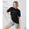 Unisex Bisiklet Yaka Baskılı Slim Fit T-Shirt - Siyah - 101476 Unisex Bisiklet Yaka Baskılı Slim Fit T-Shirt - Siyah - 101476
