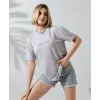 Unisex Bisiklet Yaka Baskılı Slim Fit T-Shirt - Boyalı Gri - 101477 Unisex Bisiklet Yaka Baskılı Slim Fit T-Shirt - Boyalı Gri - 101477