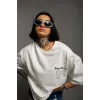 Unisex Bisiklet Yaka Baskılı Oversize T-Shirt - Beyaz - 102302 Unisex Bisiklet Yaka Baskılı Oversize T-Shirt - Beyaz - 102302