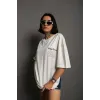 Unisex Bisiklet Yaka Baskılı Oversize T-Shirt - Beyaz - 102302 Unisex Bisiklet Yaka Baskılı Oversize T-Shirt - Beyaz - 102302