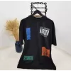 Unisex Bisiklet Yaka Baskılı Oversize T-Shirt - Siyah - 102327