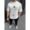 Unisex Bisiklet Yaka Baskılı Oversize T-Shirt - Beyaz - 102330 Unisex Bisiklet Yaka Baskılı Oversize T-Shirt - Beyaz - 102330