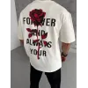 Unisex Bisiklet Yaka Baskılı Oversize T-Shirt - Beyaz - 102332 Unisex Bisiklet Yaka Baskılı Oversize T-Shirt - Beyaz - 102332