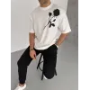 Unisex Bisiklet Yaka Baskılı Oversize T-Shirt - Beyaz - 102334 Unisex Bisiklet Yaka Baskılı Oversize T-Shirt - Beyaz - 102334
