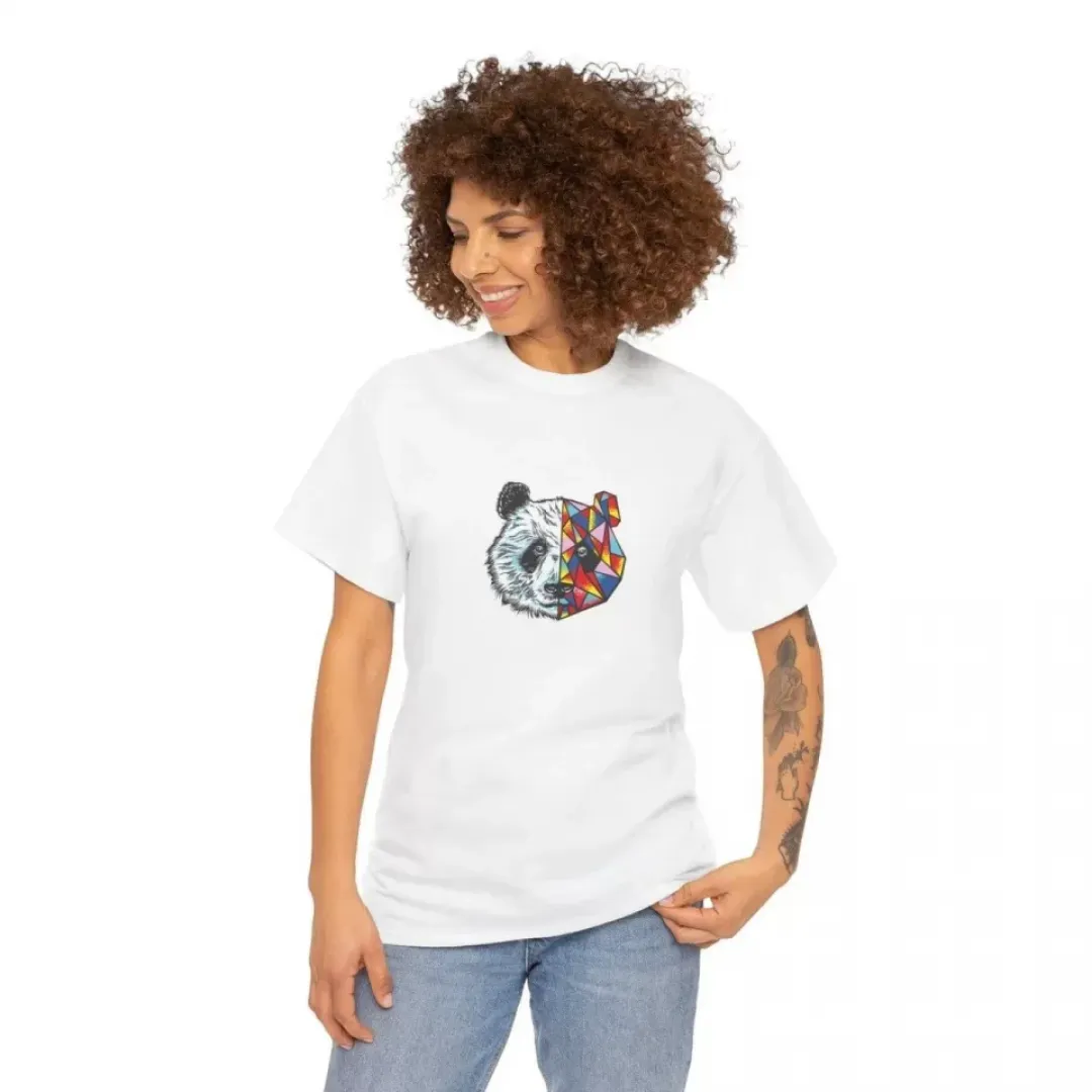 Unisex Bisiklet Yaka Baskılı T-Shirt - Beyaz - 102351 Unisex Bisiklet Yaka Baskılı T-Shirt - Beyaz - 102351
