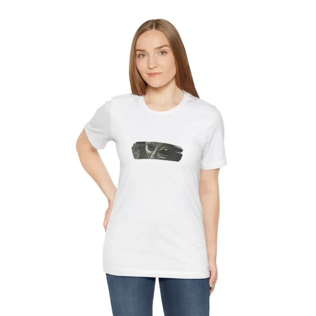 Unisex Bisiklet Yaka Baskılı T-Shirt - Beyaz - 102364 Unisex Bisiklet Yaka Baskılı T-Shirt - Beyaz - 102364