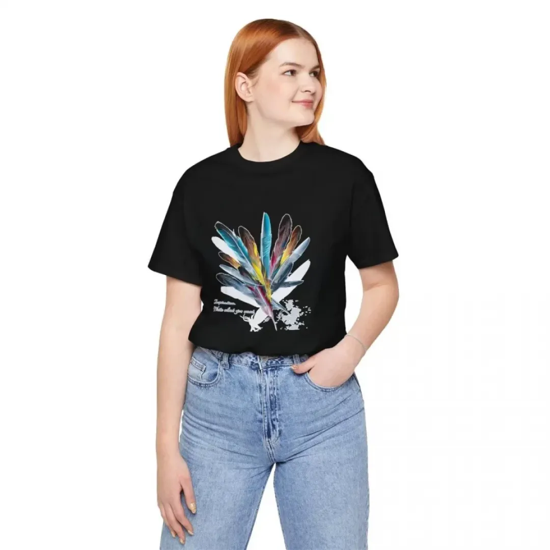 Unisex Bisiklet Yaka Baskılı T-Shirt - Siyah - 102366 Unisex Bisiklet Yaka Baskılı T-Shirt - Siyah - 102366