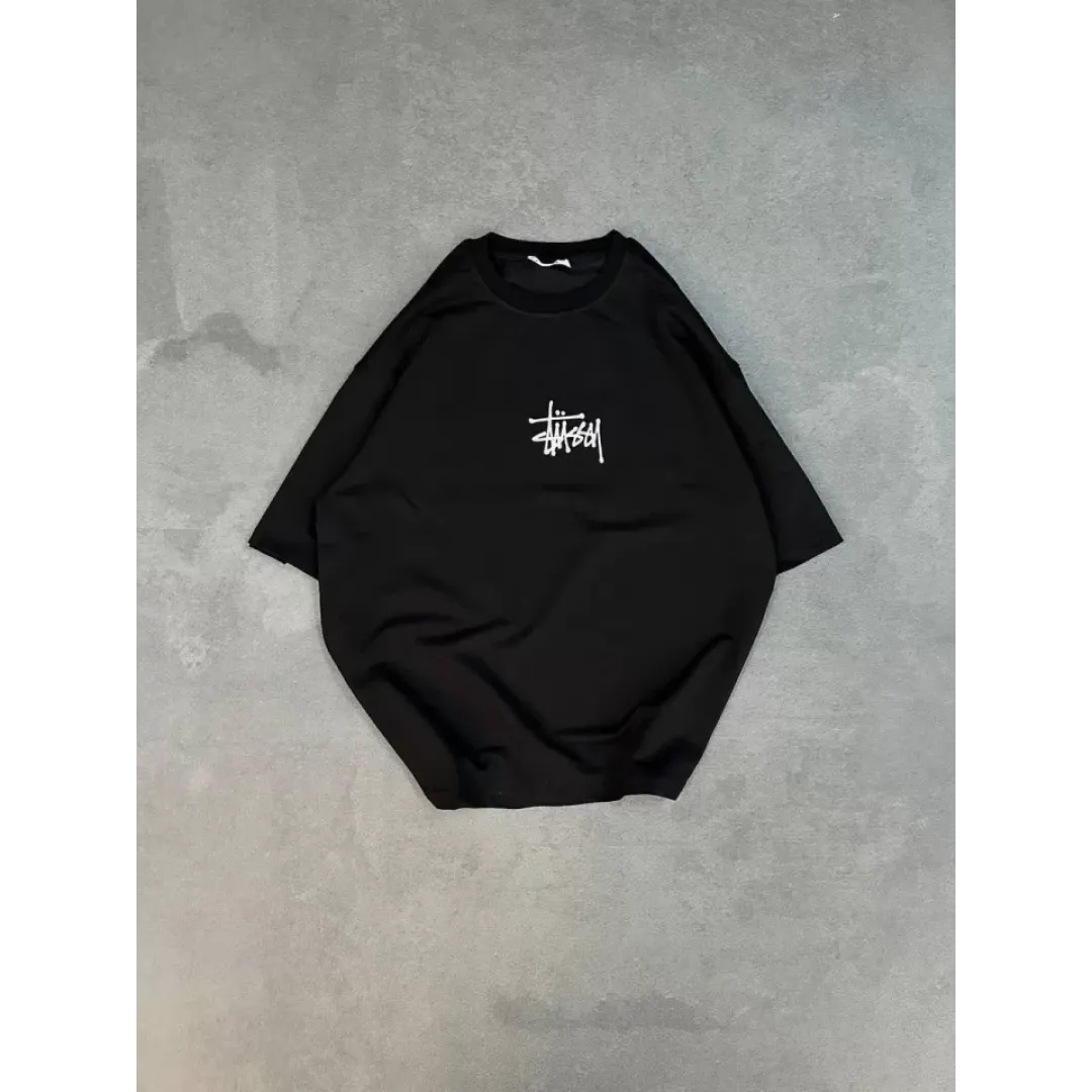 Unisex Bisiklet Yaka Baskılı Oversize T-Shirt - Siyah - 102526 Unisex Bisiklet Yaka Baskılı Oversize T-Shirt - Siyah - 102526