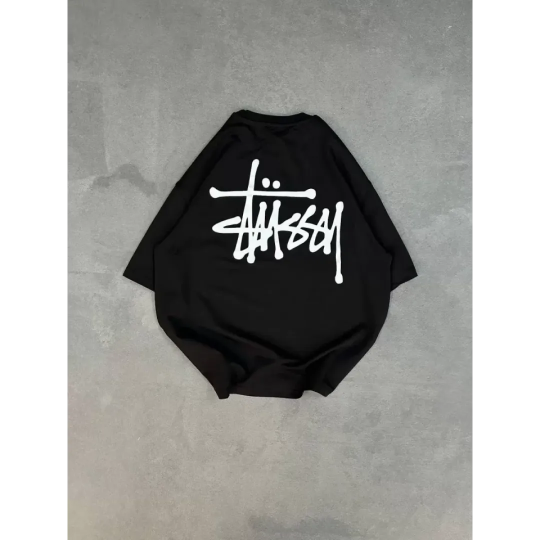 Unisex Bisiklet Yaka Baskılı Oversize T-Shirt - Siyah - 102526 Unisex Bisiklet Yaka Baskılı Oversize T-Shirt - Siyah - 102526