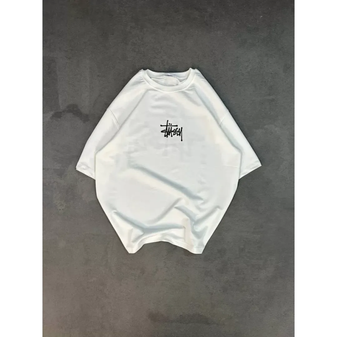 Unisex Bisiklet Yaka Baskılı Oversize T-Shirt - Beyaz - 102527 Unisex Bisiklet Yaka Baskılı Oversize T-Shirt - Beyaz - 102527