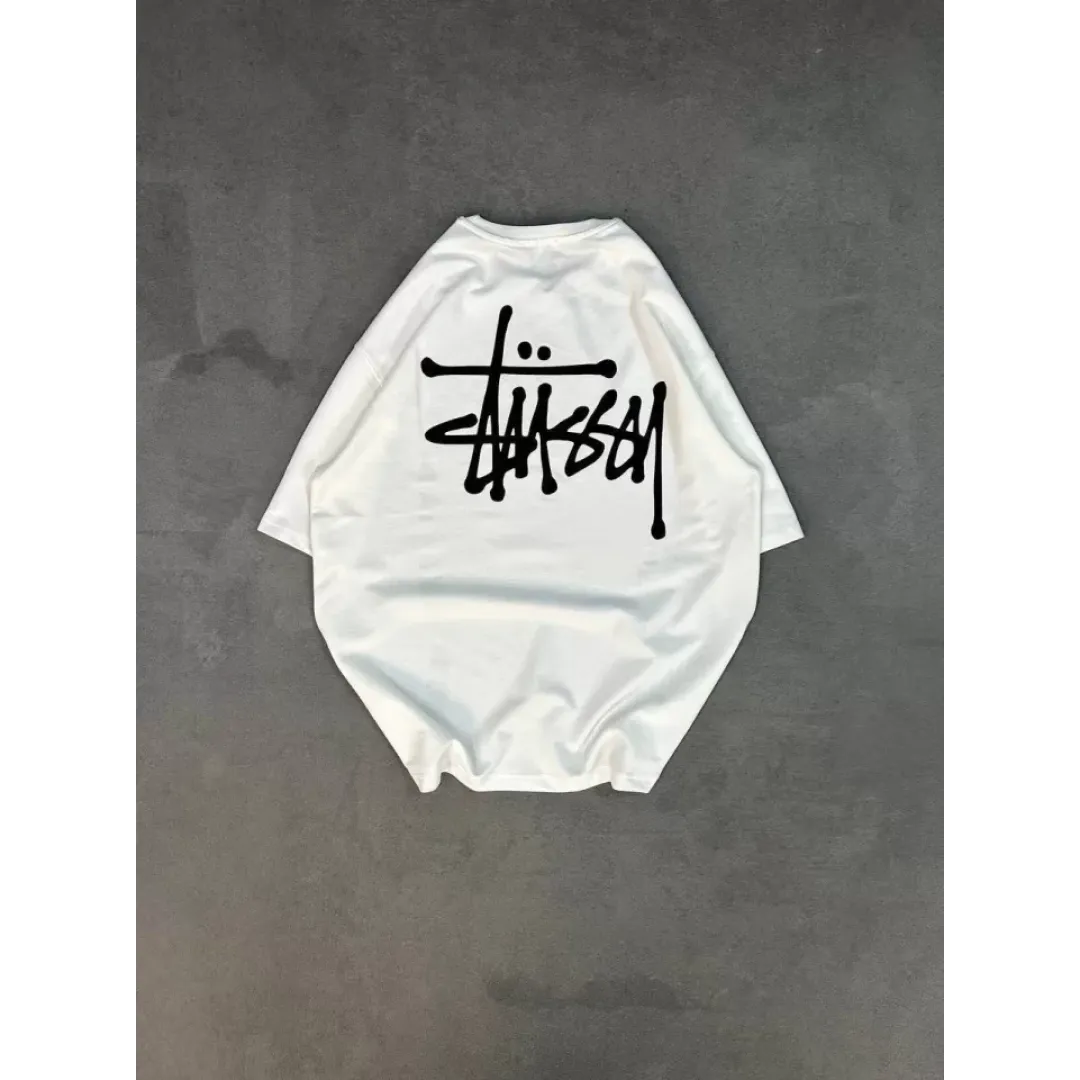 Unisex Bisiklet Yaka Baskılı Oversize T-Shirt - Beyaz - 102527 Unisex Bisiklet Yaka Baskılı Oversize T-Shirt - Beyaz - 102527