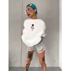 Unisex Bisiklet Yaka Baskılı Oversize T-Shirt - Beyaz - 102531 Unisex Bisiklet Yaka Baskılı Oversize T-Shirt - Beyaz - 102531