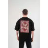 Unisex Bisiklet Yaka Baskılı Oversize T-Shirt - Siyah - 102550 Unisex Bisiklet Yaka Baskılı Oversize T-Shirt - Siyah - 102550