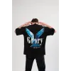 Unisex Bisiklet Yaka Baskılı Oversize T-Shirt - Siyah - 102552 Unisex Bisiklet Yaka Baskılı Oversize T-Shirt - Siyah - 102552