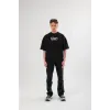 Unisex Bisiklet Yaka Baskılı Oversize T-Shirt - Siyah - 102552 Unisex Bisiklet Yaka Baskılı Oversize T-Shirt - Siyah - 102552