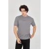 Unisex Jakar Kumaş Slim Fit T-Shirt - Boyalı Gri - 102714 Unisex Jakar Kumaş Slim Fit T-Shirt - Boyalı Gri - 102714