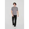 Unisex Jakar Kumaş Slim Fit T-Shirt - Boyalı Gri - 102714 Unisex Jakar Kumaş Slim Fit T-Shirt - Boyalı Gri - 102714