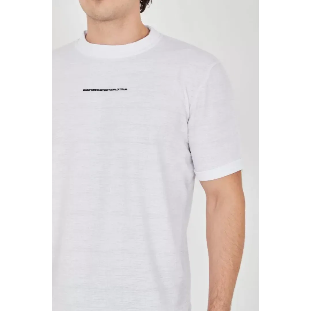 Unisex Jakar Kumaş Slim Fit T-Shirt - Beyaz - 102717 Unisex Jakar Kumaş Slim Fit T-Shirt - Beyaz - 102717