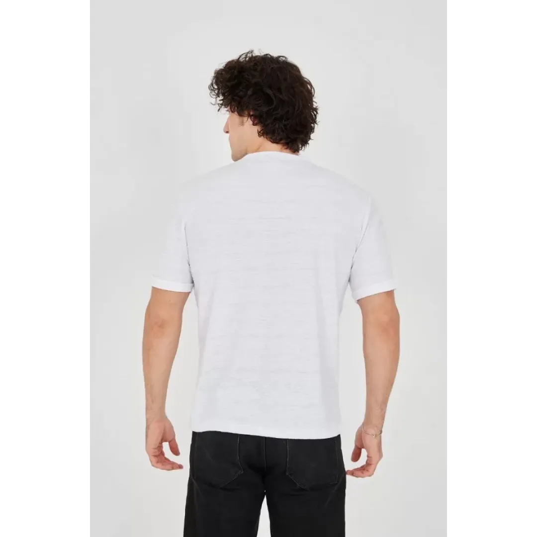 Unisex Jakar Kumaş Slim Fit T-Shirt - Beyaz - 102717 Unisex Jakar Kumaş Slim Fit T-Shirt - Beyaz - 102717