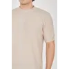 Unisex Jakar Kumaş Rahat Kol T-Shirt - Bej - 102718 Unisex Jakar Kumaş Rahat Kol T-Shirt - Bej - 102718