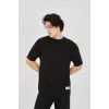 Unisex Jakar Kumaş Rahat Kol T-Shirt - Siyah - 102719 Unisex Jakar Kumaş Rahat Kol T-Shirt - Siyah - 102719
