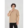 Unisex Jakar Kumaş Rahat Kol T-Shirt - Kahverengi - 102720 Unisex Jakar Kumaş Rahat Kol T-Shirt - Kahverengi - 102720