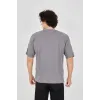Unisex Jakar Kumaş Rahat Kol T-Shirt - Gri - 102723 Unisex Jakar Kumaş Rahat Kol T-Shirt - Gri - 102723