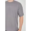 Unisex Jakar Kumaş Rahat Kol T-Shirt - Gri - 102724 Unisex Jakar Kumaş Rahat Kol T-Shirt - Gri - 102724