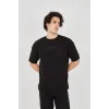 Unisex Jakar Kumaş Rahat Kol T-Shirt - Siyah - 102726