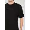 Unisex Jakar Kumaş Rahat Kol T-Shirt - Siyah - 102726
