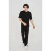 Unisex Jakar Kumaş Rahat Kol T-Shirt - Siyah - 102726