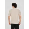 Unisex Waffle Kumaş Rahat Kol T-Shirt - Bej - 102730 Unisex Waffle Kumaş Rahat Kol T-Shirt - Bej - 102730