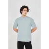 Unisex Waffle Kumaş Rahat Kol T-Shirt - Buz Mavisi - 102736 Unisex Waffle Kumaş Rahat Kol T-Shirt - Buz Mavisi - 102736