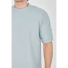 Unisex Waffle Kumaş Rahat Kol T-Shirt - Buz Mavisi - 102736 Unisex Waffle Kumaş Rahat Kol T-Shirt - Buz Mavisi - 102736