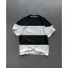 Unisex Bisiklet Yaka Parçalı T-Shirt - Siyah - 103352 Unisex Bisiklet Yaka Parçalı T-Shirt - Siyah - 103352