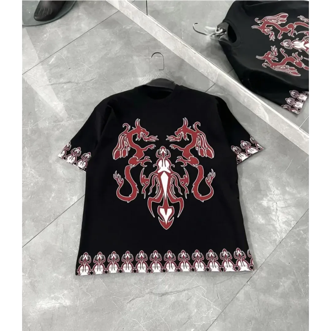 Unisex Bisiklet Yaka Baskılı Oversize T-Shirt - Siyah - 103363 Unisex Bisiklet Yaka Baskılı Oversize T-Shirt - Siyah - 103363