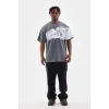 Unisex Bisiklet Yaka Baskılı Oversize T-Shirt - Gri - 103366 Unisex Bisiklet Yaka Baskılı Oversize T-Shirt - Gri - 103366