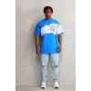 Unisex Bisiklet Yaka Baskılı Oversize T-Shirt - Mavi - 103367 Unisex Bisiklet Yaka Baskılı Oversize T-Shirt - Mavi - 103367