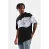 Unisex Bisiklet Yaka Baskılı Oversize T-Shirt - Siyah - 103368 Unisex Bisiklet Yaka Baskılı Oversize T-Shirt - Siyah - 103368
