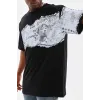 Unisex Bisiklet Yaka Baskılı Oversize T-Shirt - Siyah - 103368 Unisex Bisiklet Yaka Baskılı Oversize T-Shirt - Siyah - 103368