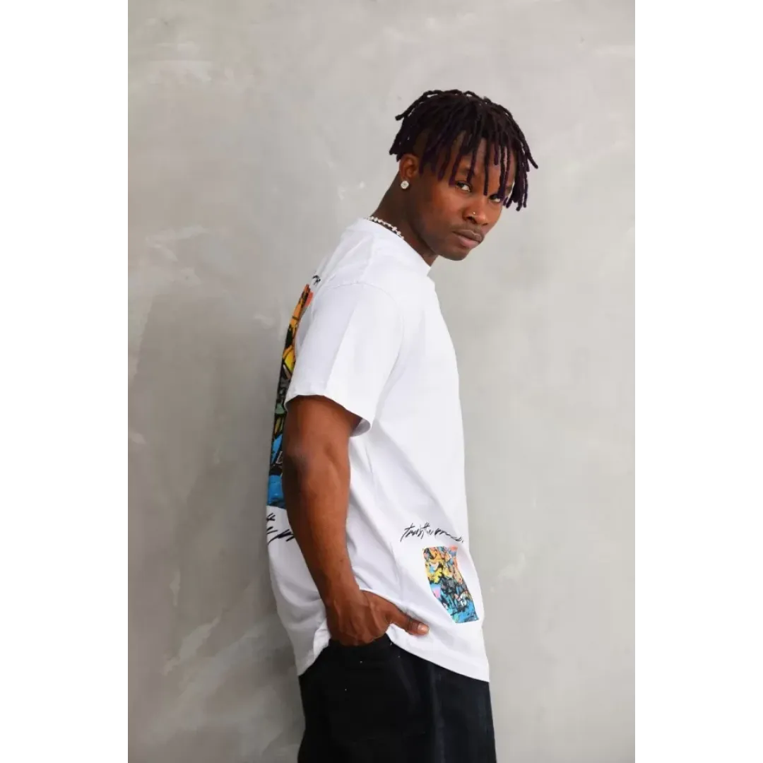 Unisex Bisiklet Yaka Baskılı Oversize T-Shirt - Beyaz - 103369 Unisex Bisiklet Yaka Baskılı Oversize T-Shirt - Beyaz - 103369