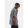 Unisex Bisiklet Yaka Baskılı Oversize T-Shirt - Gri - 103370 Unisex Bisiklet Yaka Baskılı Oversize T-Shirt - Gri - 103370