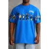 Unisex Bisiklet Yaka Baskılı Oversize T-Shirt - Mavi - 103376 Unisex Bisiklet Yaka Baskılı Oversize T-Shirt - Mavi - 103376