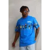 Unisex Bisiklet Yaka Baskılı Oversize T-Shirt - Mavi - 103376 Unisex Bisiklet Yaka Baskılı Oversize T-Shirt - Mavi - 103376