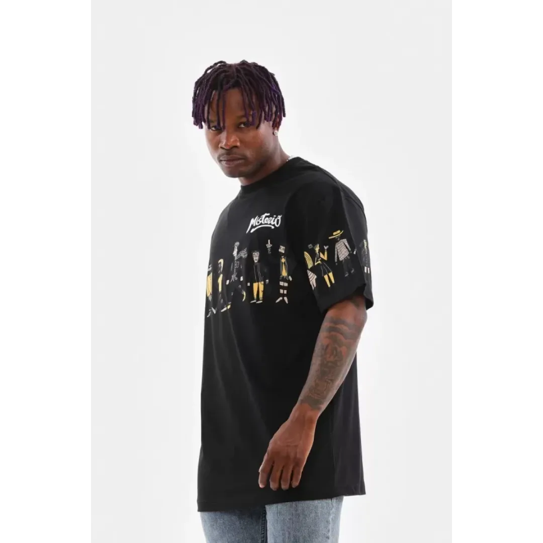 Unisex Bisiklet Yaka Baskılı Oversize T-Shirt - Siyah - 103377 Unisex Bisiklet Yaka Baskılı Oversize T-Shirt - Siyah - 103377
