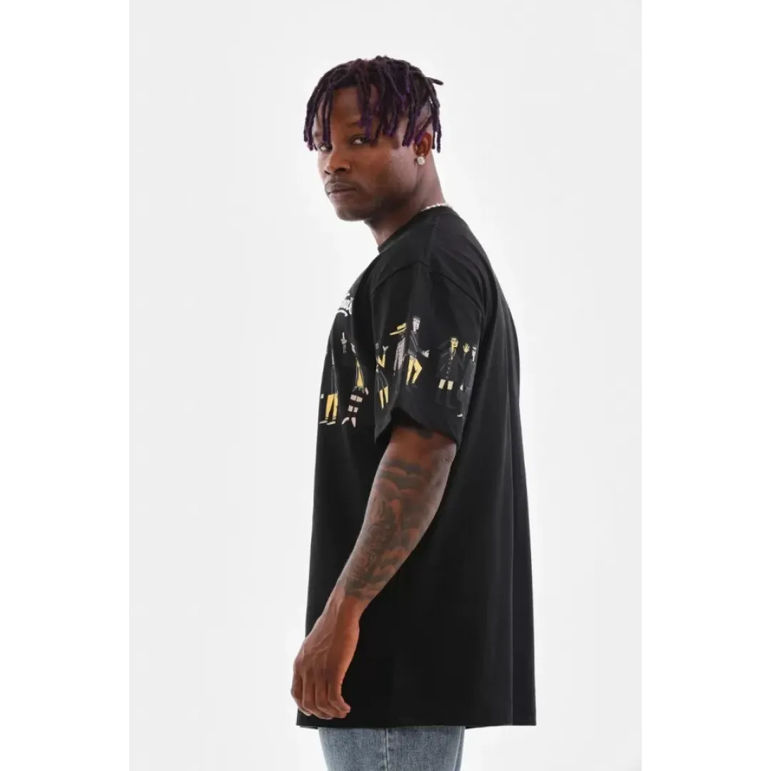 Unisex Bisiklet Yaka Baskılı Oversize T-Shirt - Siyah - 103377 Unisex Bisiklet Yaka Baskılı Oversize T-Shirt - Siyah - 103377