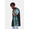 Unisex Bisiklet Yaka Baskılı Oversize T-Shirt - Siyah - 103382