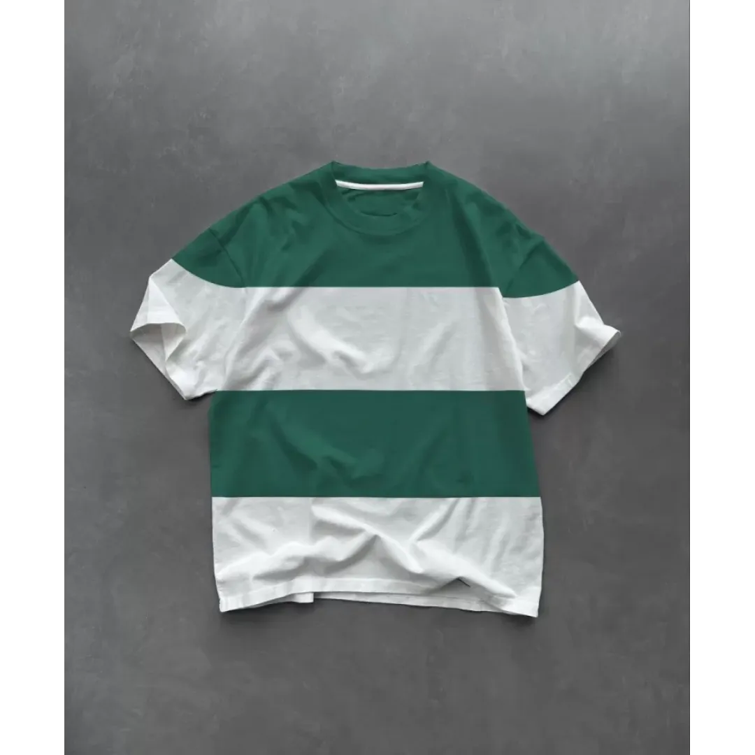 Unisex Bisiklet Yaka Parçalı T-Shirt - Yeşil - 103387 Unisex Bisiklet Yaka Parçalı T-Shirt - Yeşil - 103387
